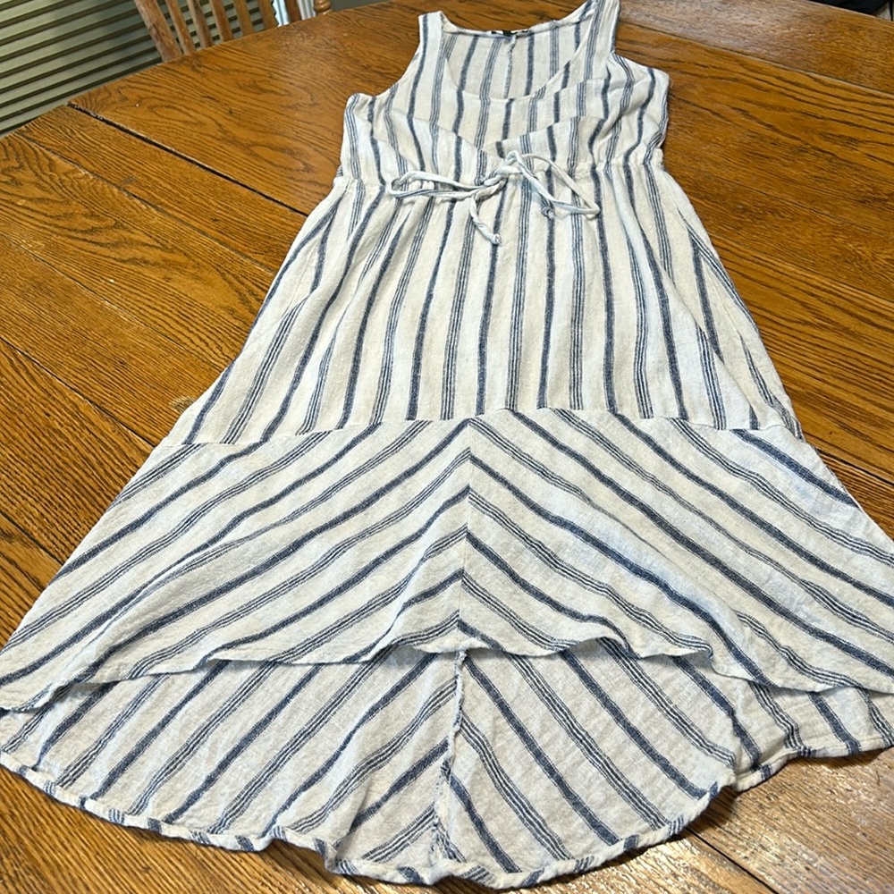 Anthropologie DREW brand linen blend striped midi dress.  Sleeveless, size XS.